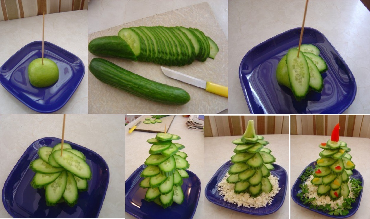 -Árbol-de-Navidad-pepino-para-decorar-mesa. Fuente:http://diciembrenavidad.com/ 