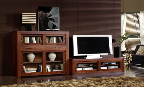 Muebles salón madera nogal Alaska
