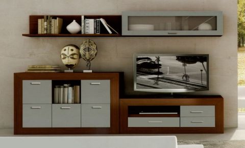 Mueble de salón de diseño en madera natural
