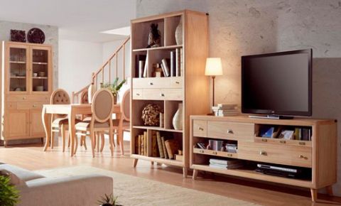 Salón con mueble librero y Tv